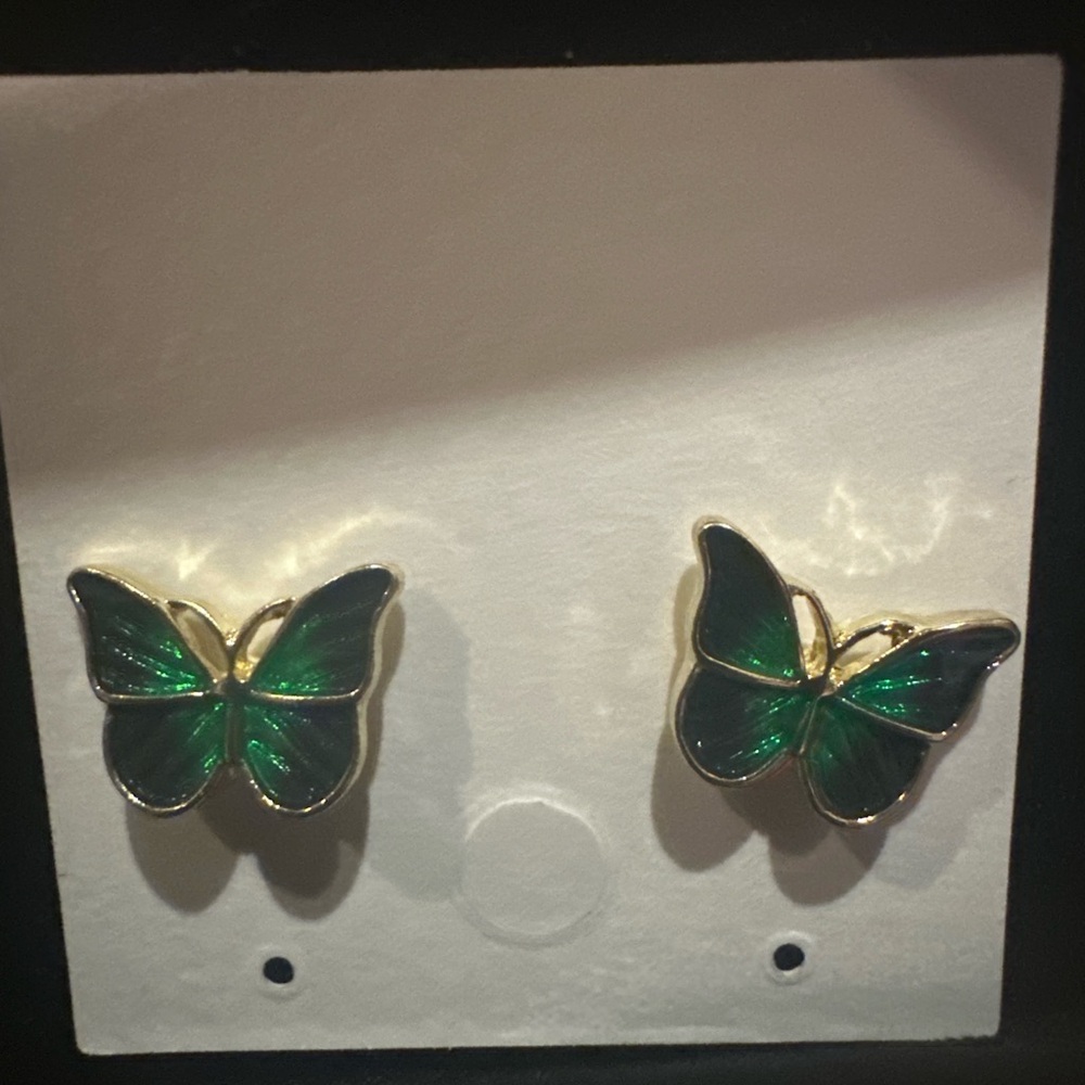 Elegant Green Butterfly Earrings